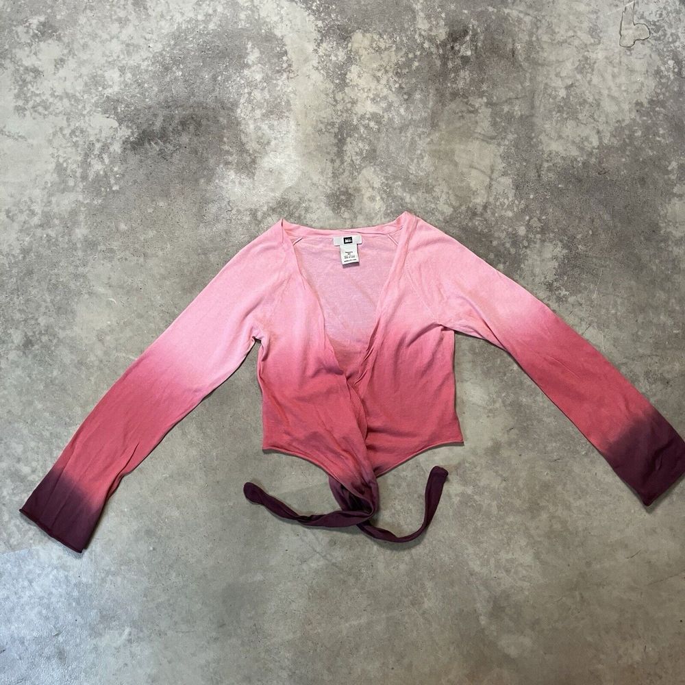 Rei Sweater Womens XS Pink Ombree Tie Waist‎ Long Sleeve Lightweight